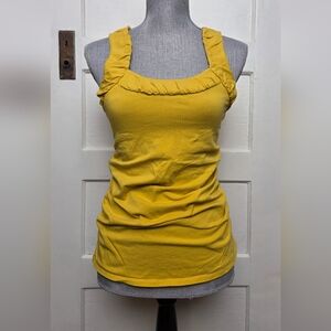 MED RW&CO. Ruffle Trim Tank Top, Yellow EUC B63